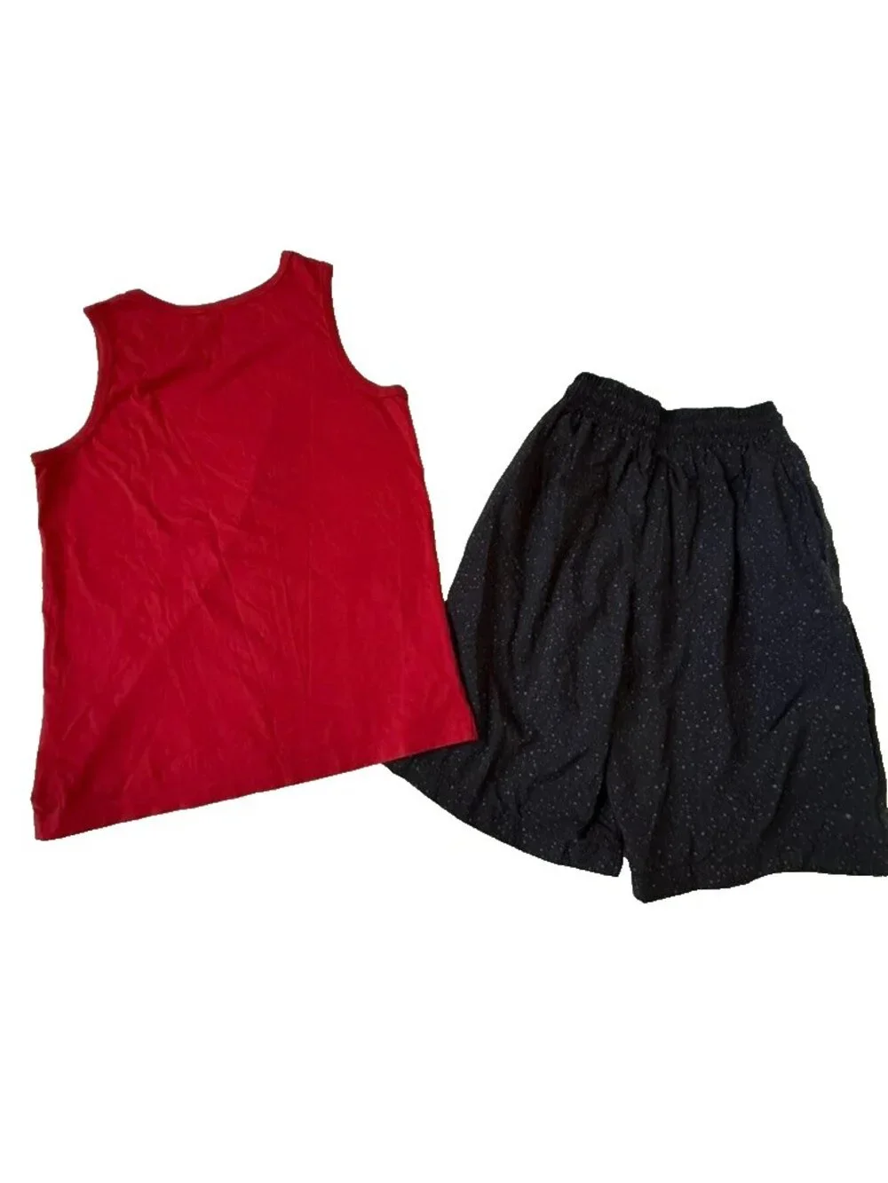 Air Jordan Men S Poolside Set Tank Top Cement Red Black Swim Short CJ0911 CI9133